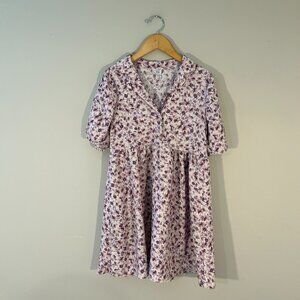 9Y zara dress floral purple flower‎ dress- h&m